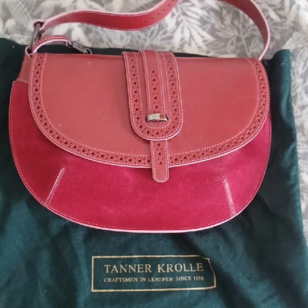 Tanner Krolle Elegant Red Leather Shoulder Bag